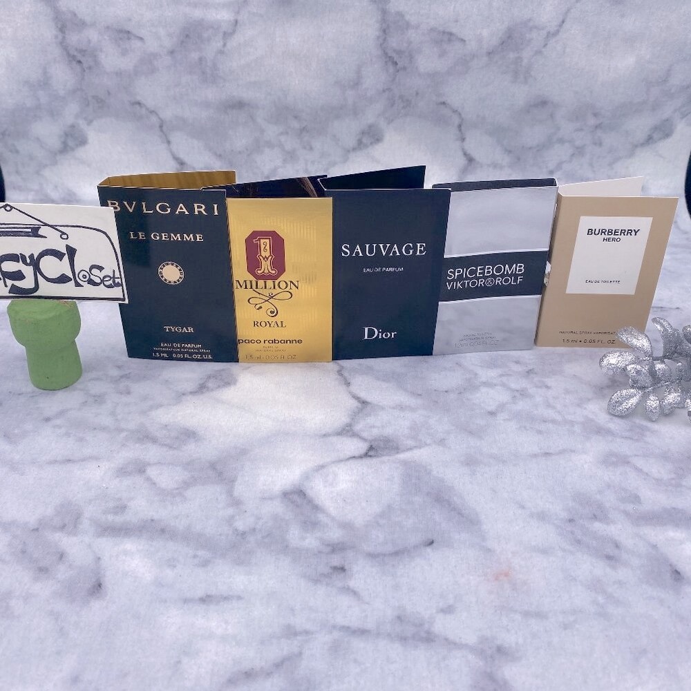 Lot of 5 Bvlgari,Paco Rabanne,Dior,Viktor&Rolf,Burberry,Sample Spray-5pc-NEW